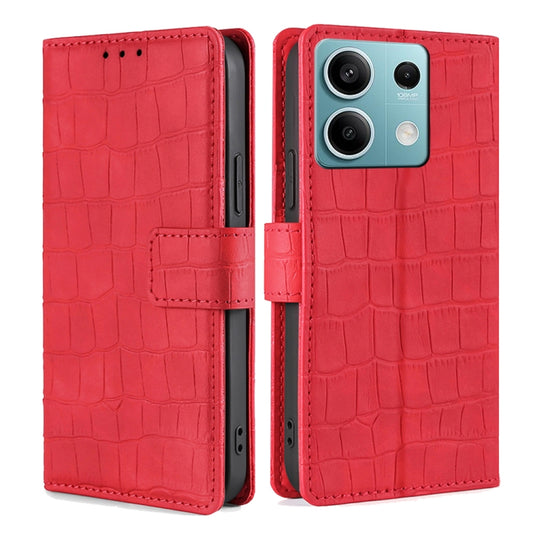 For Xiaomi Redmi Note 13 4G Skin Feel Crocodile Magnetic Clasp Leather Phone Case(Red) - Xiaomi Cases by buy2fix | Online Shopping UK | buy2fix