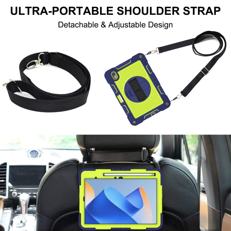 For Huawei MatePad 11 2023 360 Degree Rotation PC Contrast Silicone Tablet Case(Navy Blue + Yellow Green) - Huawei by buy2fix | Online Shopping UK | buy2fix