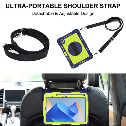 For Huawei MatePad 11 2023 360 Degree Rotation PC Contrast Silicone Tablet Case(Navy Blue + Yellow Green) - Huawei by buy2fix | Online Shopping UK | buy2fix