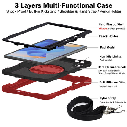 For Huawei MatePad 11 2023 360 Degree Rotation PC Contrast Silicone Tablet Case(Red + Black) - Huawei by buy2fix | Online Shopping UK | buy2fix