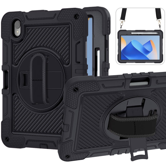 For Huawei MatePad 11 2023 360 Degree Rotation PC Contrast Silicone Tablet Case(Black) - Huawei by buy2fix | Online Shopping UK | buy2fix