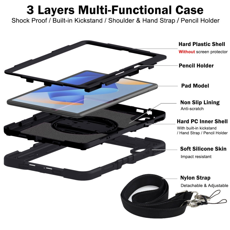 For Huawei MatePad 11 2023 360 Degree Rotation PC Contrast Silicone Tablet Case(Black) - Huawei by buy2fix | Online Shopping UK | buy2fix