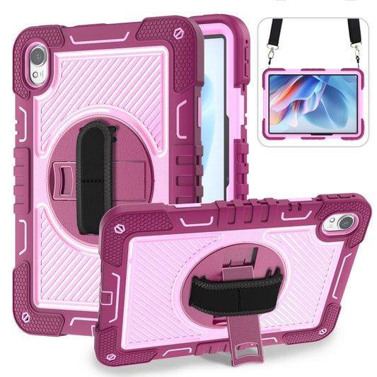 For Huawei MatePad 11.5 2023 360 Degree Rotation PC Contrast Silicone Tablet Case(Rose Red + Pink) - Huawei by buy2fix | Online Shopping UK | buy2fix