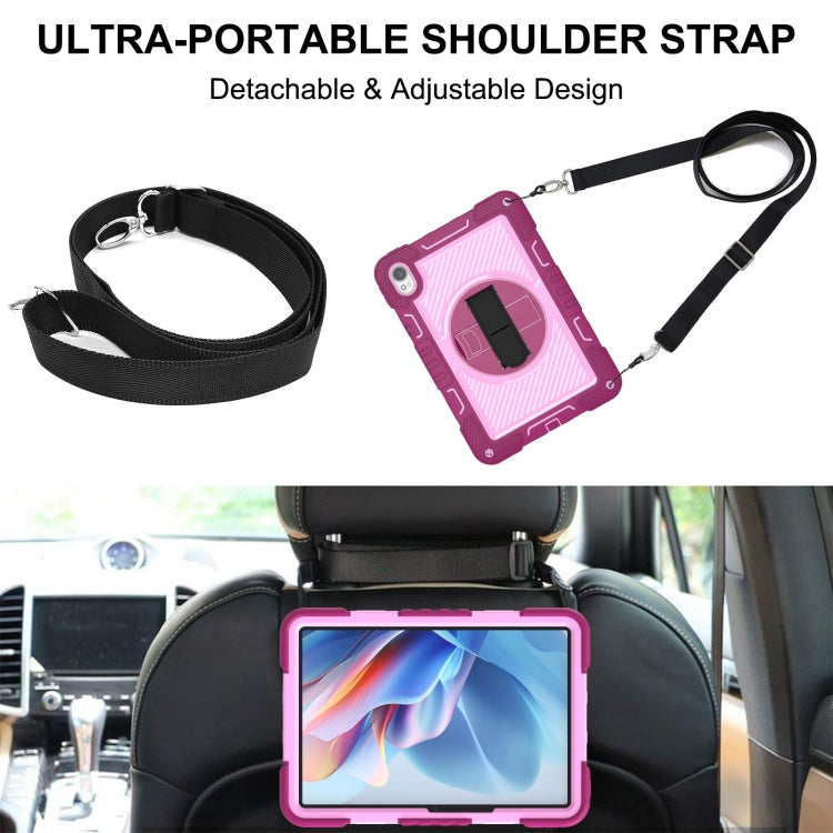 For Huawei MatePad 11.5 2023 360 Degree Rotation PC Contrast Silicone Tablet Case(Rose Red + Pink) - Huawei by buy2fix | Online Shopping UK | buy2fix
