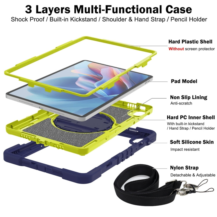 For Huawei MatePad SE 11 360 Degree Rotation PC Contrast Silicone Tablet Case(Navy Blue + Yellow Green) - Huawei by buy2fix | Online Shopping UK | buy2fix