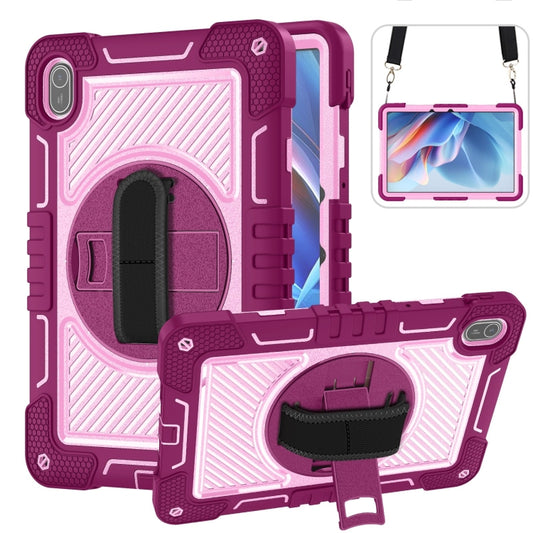 For Huawei MatePad SE 11 360 Degree Rotation PC Contrast Silicone Tablet Case(Rose Red + Pink) - Huawei by buy2fix | Online Shopping UK | buy2fix