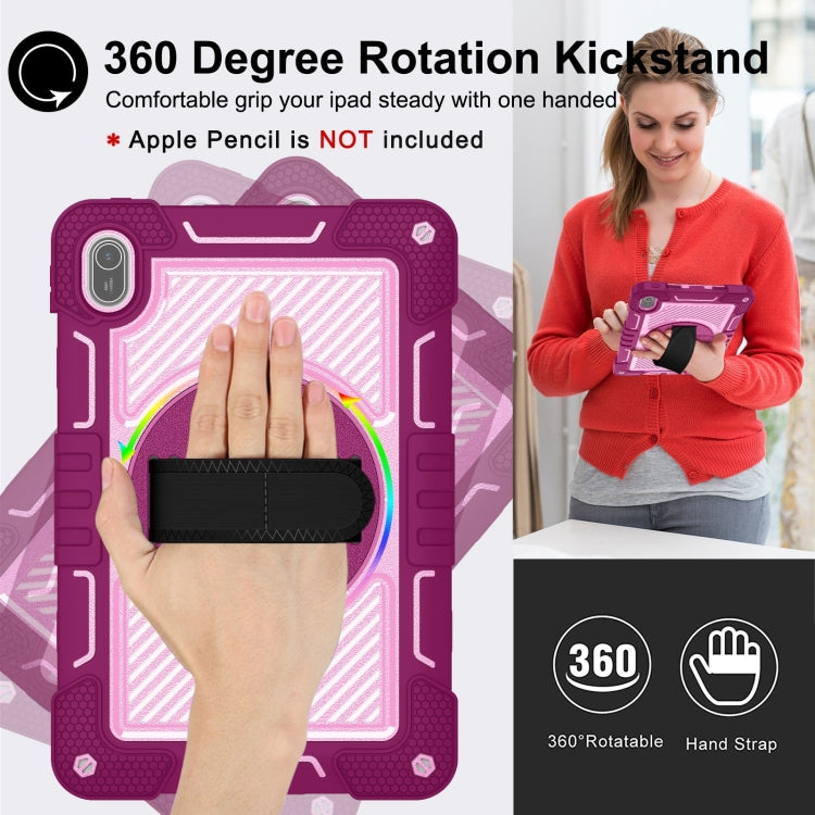 For Huawei MatePad SE 11 360 Degree Rotation PC Contrast Silicone Tablet Case(Rose Red + Pink) - Huawei by buy2fix | Online Shopping UK | buy2fix