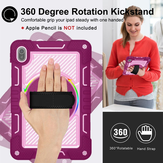 For Huawei MatePad SE 11 360 Degree Rotation PC Contrast Silicone Tablet Case(Rose Red + Pink) - Huawei by buy2fix | Online Shopping UK | buy2fix
