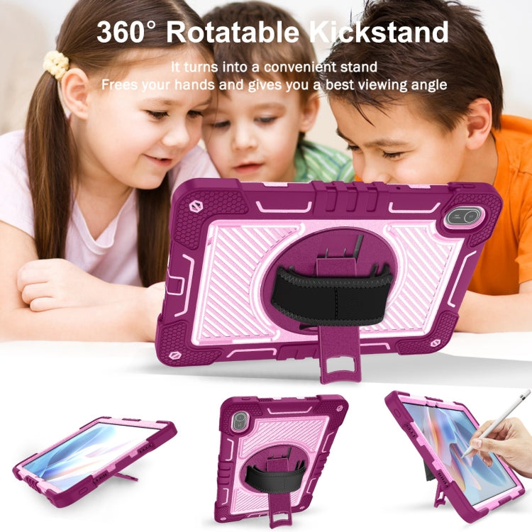 For Huawei MatePad SE 11 360 Degree Rotation PC Contrast Silicone Tablet Case(Rose Red + Pink) - Huawei by buy2fix | Online Shopping UK | buy2fix