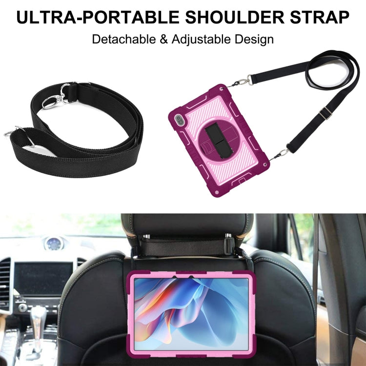 For Huawei MatePad SE 11 360 Degree Rotation PC Contrast Silicone Tablet Case(Rose Red + Pink) - Huawei by buy2fix | Online Shopping UK | buy2fix