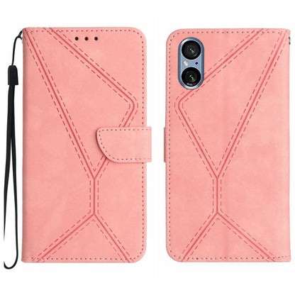 For Sony Xperia 5 V Stitching Embossed Leather Phone Case(Pink) by buy2fix