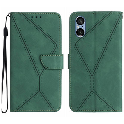For Sony Xperia 5 V Stitching Embossed Leather Phone Case(Green) - Sony Cases by buy2fix | Online Shopping UK | buy2fix