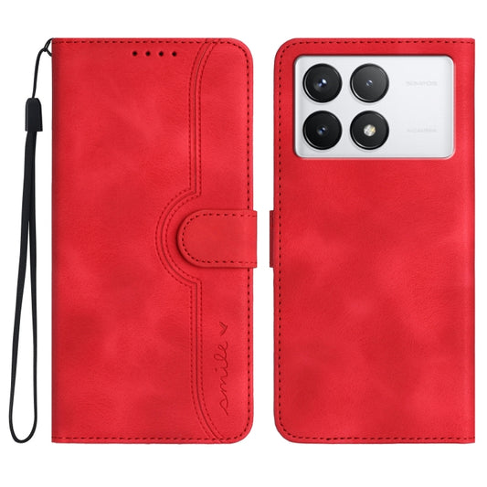 For Xiaomi Redmi K70 Heart Pattern Skin Feel Leather Phone Case(Red) - Xiaomi Cases by buy2fix | Online Shopping UK | buy2fix