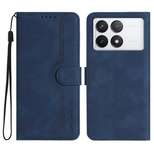 For Xiaomi Redmi K70 Heart Pattern Skin Feel Leather Phone Case(Royal Blue) - Xiaomi Cases by buy2fix | Online Shopping UK | buy2fix