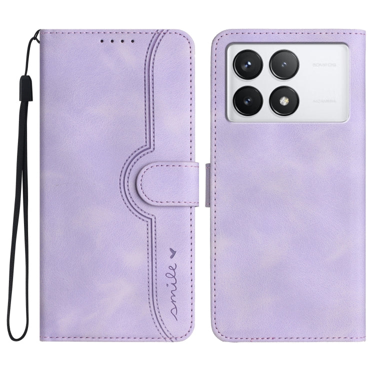 For Xiaomi Redmi K70 Heart Pattern Skin Feel Leather Phone Case(Purple) by buy2fix