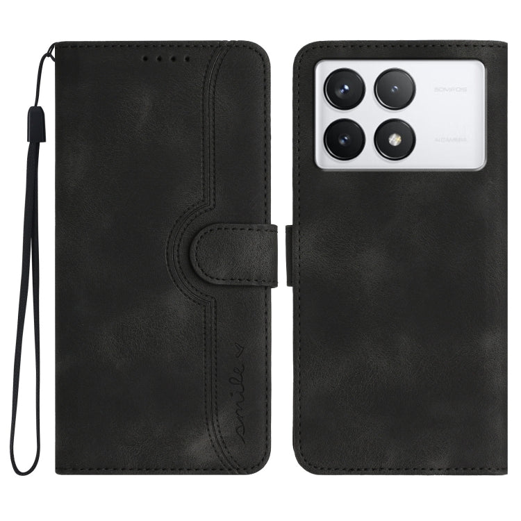 For Xiaomi Redmi K70 Heart Pattern Skin Feel Leather Phone Case(Black) - Xiaomi Cases by buy2fix | Online Shopping UK | buy2fix