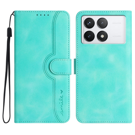 For Xiaomi Redmi K70 Heart Pattern Skin Feel Leather Phone Case(Light Blue) - Xiaomi Cases by buy2fix | Online Shopping UK | buy2fix