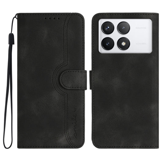 For Xiaomi Redmi K70E Heart Pattern Skin Feel Leather Phone Case(Black) - Xiaomi Cases by buy2fix | Online Shopping UK | buy2fix