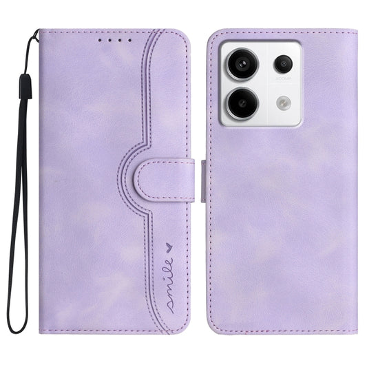 For Xiaomi Redmi Note 13 Pro 4G Heart Pattern Skin Feel Leather Phone Case(Purple) - Xiaomi Cases by buy2fix | Online Shopping UK | buy2fix
