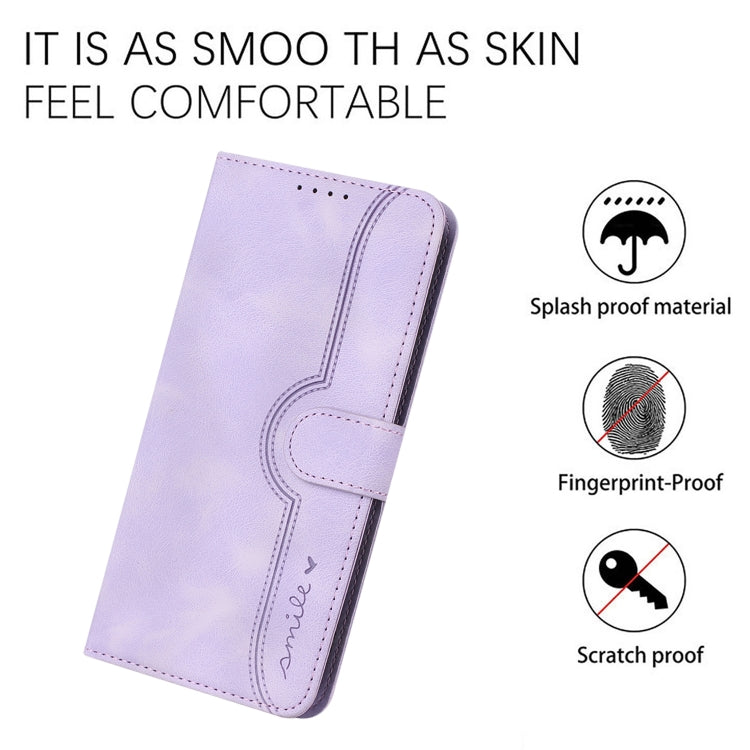 For Xiaomi Redmi Note 13 Pro 4G Heart Pattern Skin Feel Leather Phone Case(Purple) - Xiaomi Cases by buy2fix | Online Shopping UK | buy2fix