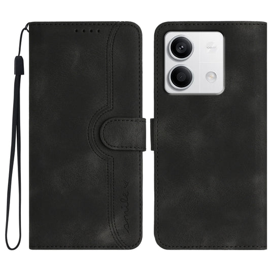For Xiaomi Redmi Note 13 4G Heart Pattern Skin Feel Leather Phone Case(Black)