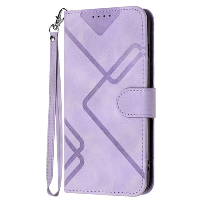 For Google Pixel 9 Pro Line Pattern Skin Feel Leather Phone Case(Light Purple) by buy2fix