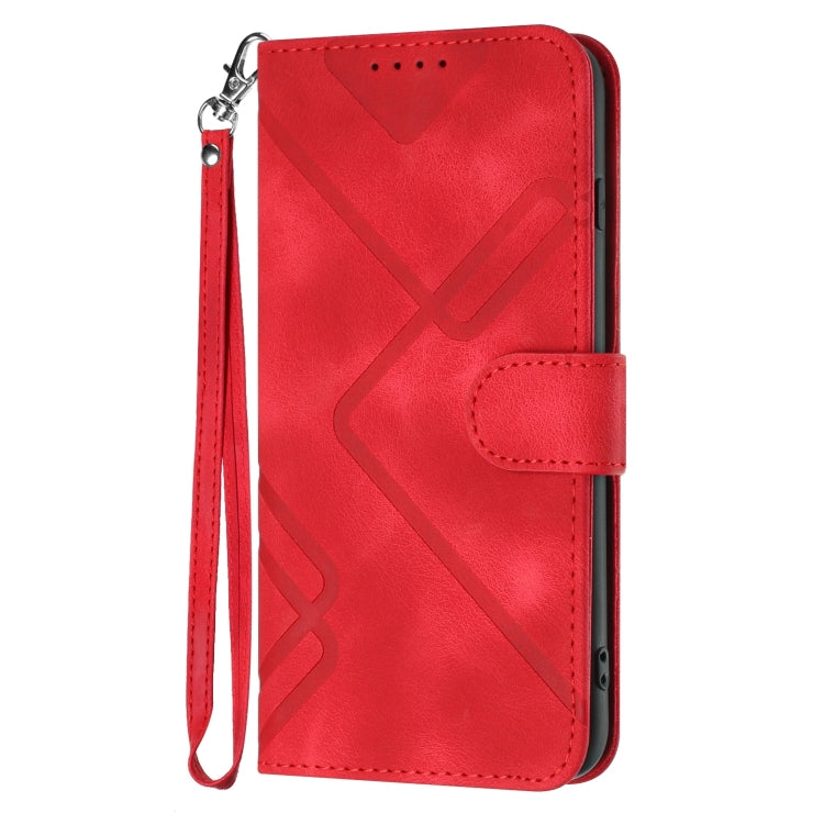 For Google Pixel 9 Line Pattern Skin Feel Leather Phone Case(Red) by buy2fix