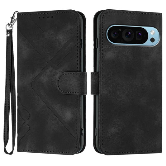 For Google Pixel 9 Line Pattern Skin Feel Leather Phone Case(Black) by buy2fix