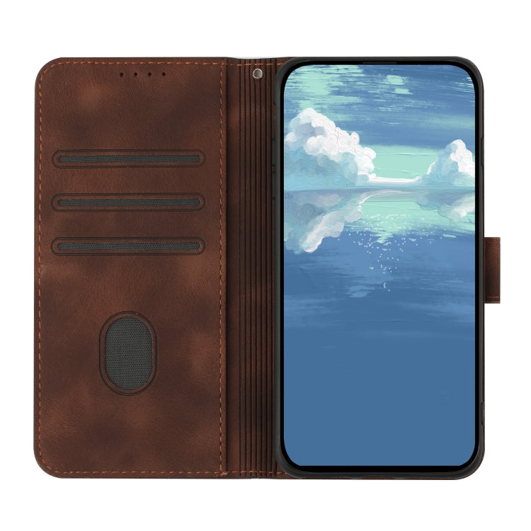For Google Pixel 9 Line Pattern Skin Feel Leather Phone Case(Coffee) by buy2fix