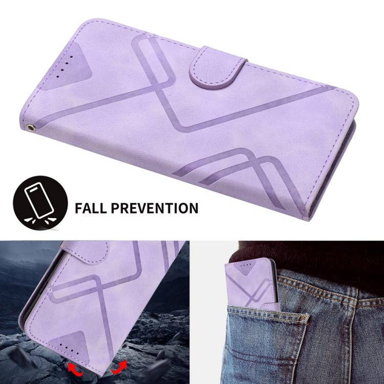 For Google Pixel 10 Pro XL Line Pattern Skin Feel Leather Phone Case(Light Purple) - Google Cases by buy2fix | Online Shopping UK | buy2fix