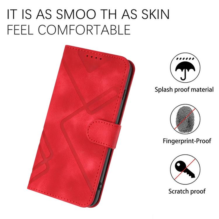 For Google Pixel 10 / Pixel 10 Pro Line Pattern Skin Feel Leather Phone Case(Red) - Google Cases by buy2fix | Online Shopping UK | buy2fix