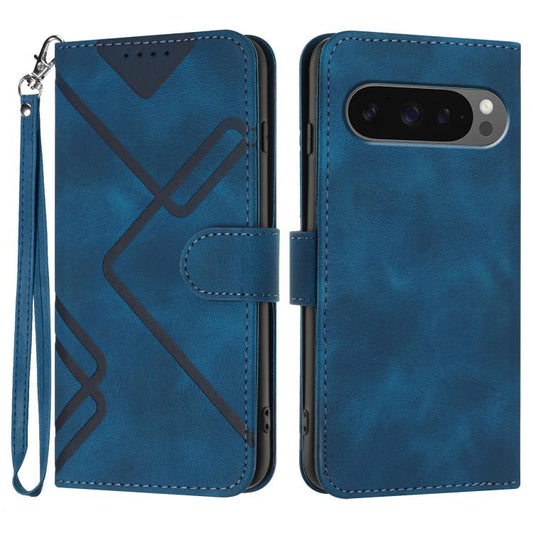 For Google Pixel 10 / Pixel 10 Pro Line Pattern Skin Feel Leather Phone Case(Royal Blue) - Google Cases by buy2fix | Online Shopping UK | buy2fix