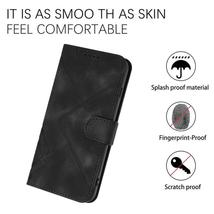 For Google Pixel 10 / Pixel 10 Pro Line Pattern Skin Feel Leather Phone Case(Black) - Google Cases by buy2fix | Online Shopping UK | buy2fix