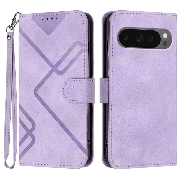 For Google Pixel 10 / Pixel 10 Pro Line Pattern Skin Feel Leather Phone Case(Light Purple) - Google Cases by buy2fix | Online Shopping UK | buy2fix