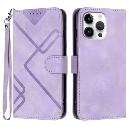 For iPhone 16 Pro Max Line Pattern Skin Feel Leather Phone Case(Light Purple) by buy2fix