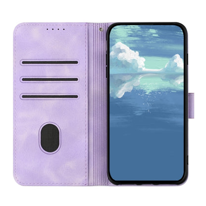 For iPhone 16 Pro Max Line Pattern Skin Feel Leather Phone Case(Light Purple) by buy2fix