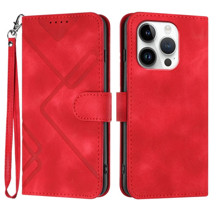 For iPhone 16 Pro Line Pattern Skin Feel Leather Phone Case(Red) by buy2fix