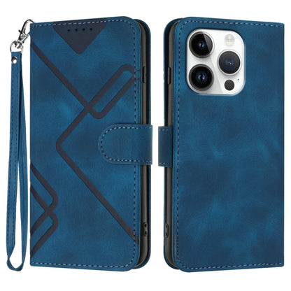 For iPhone 16 Pro Line Pattern Skin Feel Leather Phone Case(Royal Blue) by buy2fix
