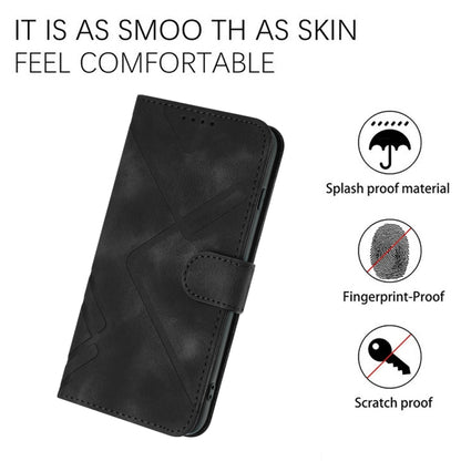 For iPhone 16 Pro Line Pattern Skin Feel Leather Phone Case(Black) by buy2fix