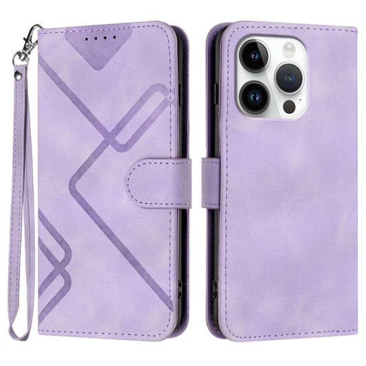 For iPhone 16 Pro Line Pattern Skin Feel Leather Phone Case(Light Purple) by buy2fix
