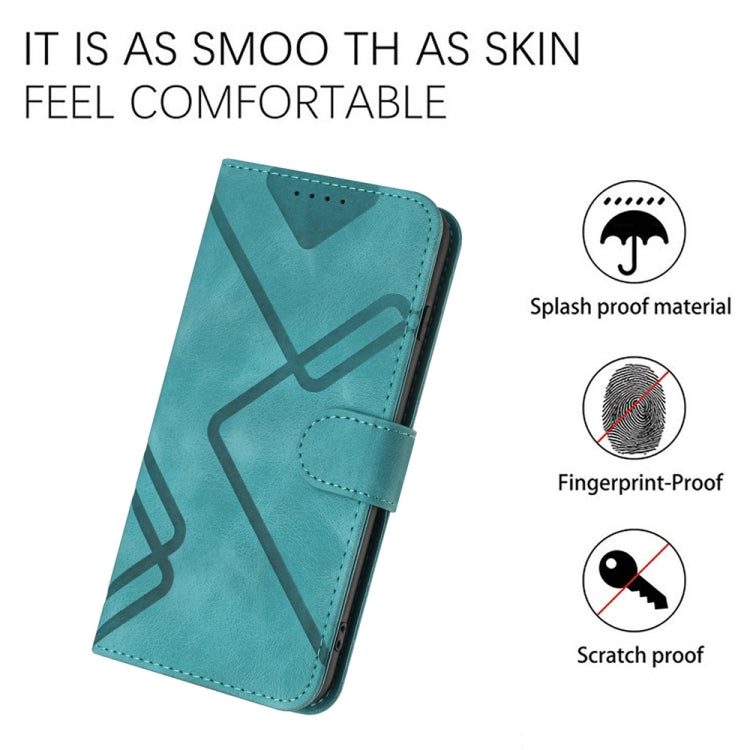 For iPhone 16 Pro Line Pattern Skin Feel Leather Phone Case(Light Blue) by buy2fix