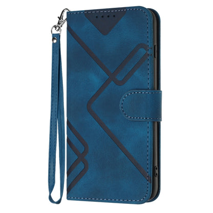 For iPhone 16 Plus Line Pattern Skin Feel Leather Phone Case(Royal Blue) - iPhone 16 Plus Cases by buy2fix | Online Shopping UK | buy2fix