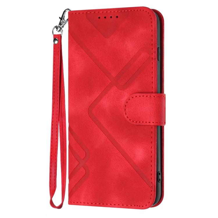 For iPhone 17 Air Line Pattern Skin Feel Leather Phone Case(Red) - iPhone 17 Air Cases by buy2fix | Online Shopping UK | buy2fix