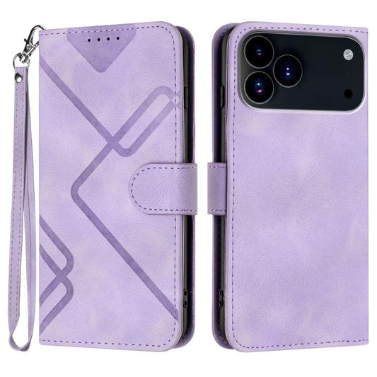 For iPhone 17 Pro Max Line Pattern Skin Feel Leather Phone Case(Light Purple) - iPhone 17 Pro Max Cases by buy2fix | Online Shopping UK | buy2fix