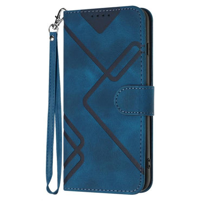 For iPhone 17 Pro Line Pattern Skin Feel Leather Phone Case(Royal Blue) - iPhone 17 Pro Cases by buy2fix | Online Shopping UK | buy2fix