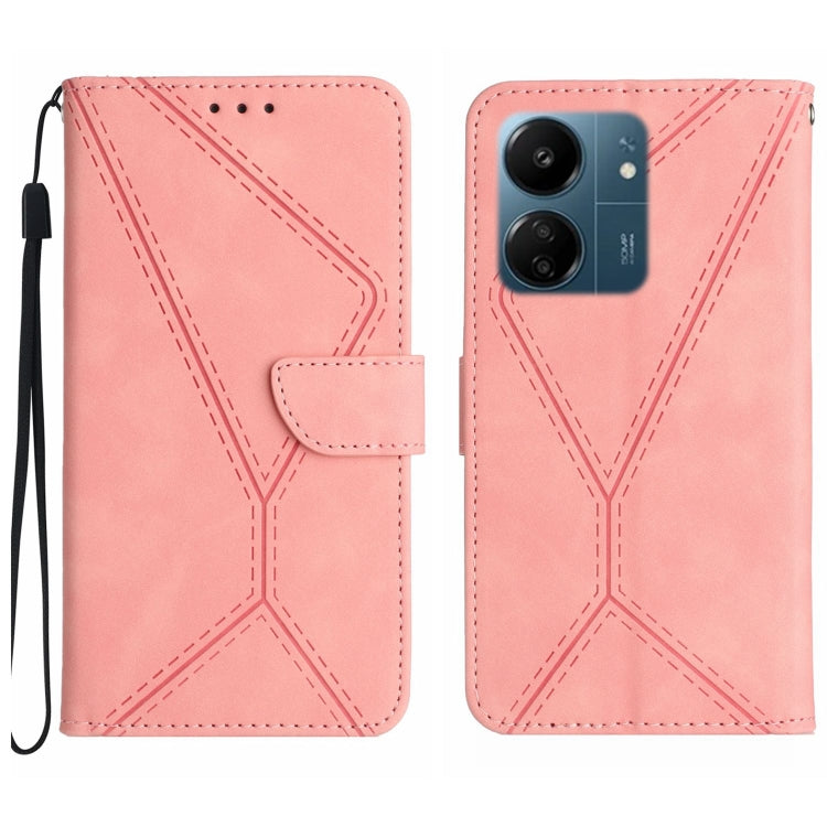 For Xiaomi Redmi 13C 4G Stitching Embossed Leather Phone Case(Pink) by buy2fix