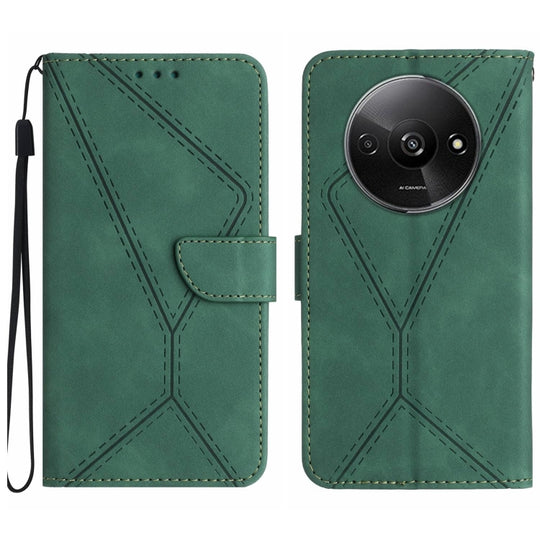 For Xiaomi Redmi A3 Stitching Embossed Leather Phone Case(Green)