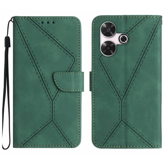 For Xiaomi Redmi 13 4G Global / 5G Global Stitching Embossed Leather Phone Case(Green)