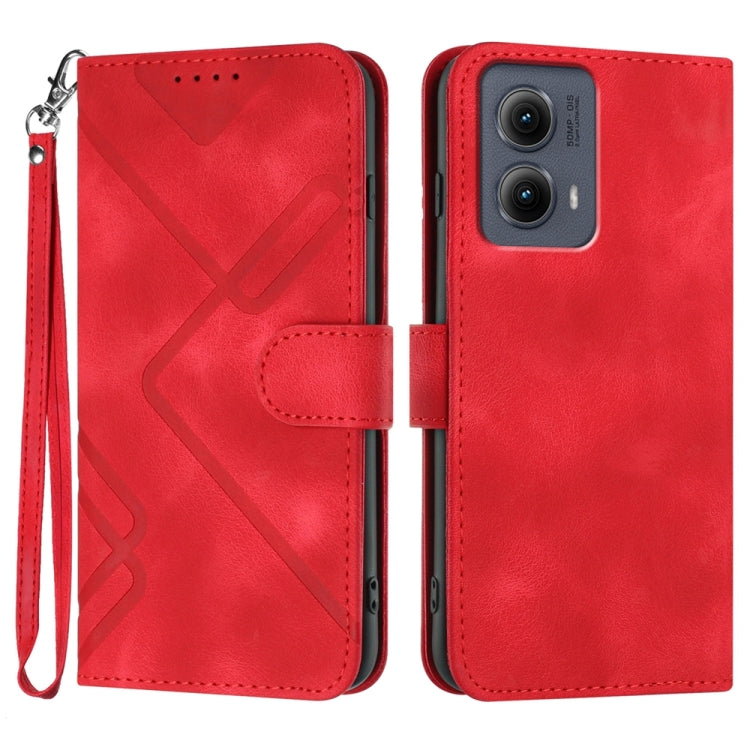 For Motorola Edge 5G 2024 Line Pattern Skin Feel Leather Phone Case(Red) by buy2fix
