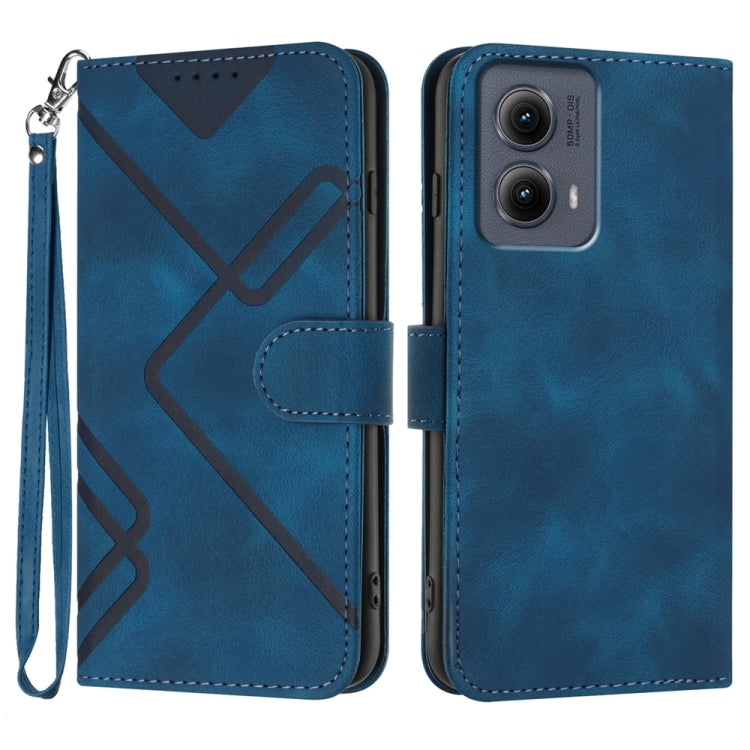 For Motorola Edge 5G 2024 Line Pattern Skin Feel Leather Phone Case(Royal Blue) by buy2fix